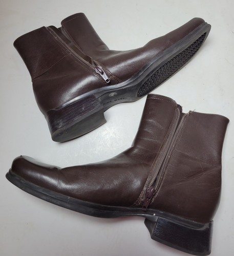 Nine West Ankle Boots Booties Heels Shoes Brown Leather Zipper Women 7.5 M - Picture 6 of 12