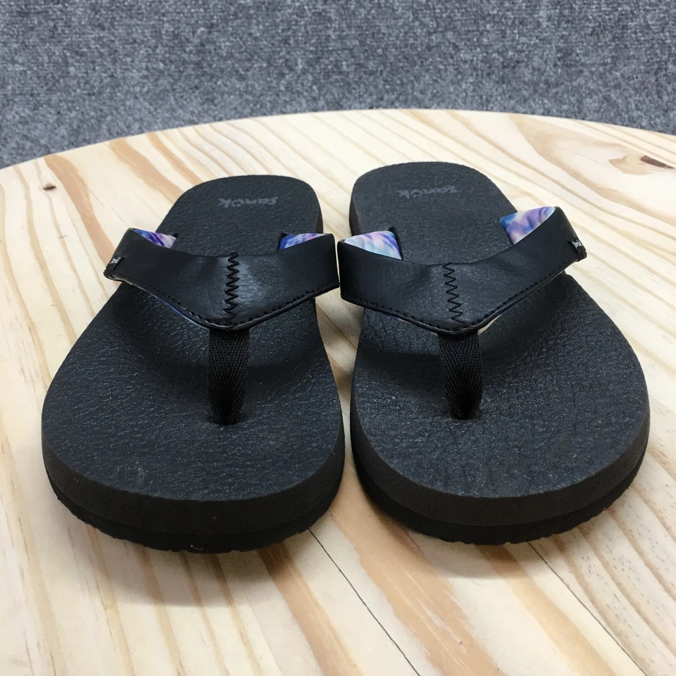 Sanuk Sandalia Juvenil 4-5 Negro Yoga Mat Chanclas Tanga Sin Cordones Informal 1138771 Foto 4 de 4