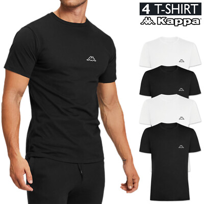 4er Set Herren T-Shirts Kappa Shirt Kurzarm Baumwolle Slim Shirt Halbarm
