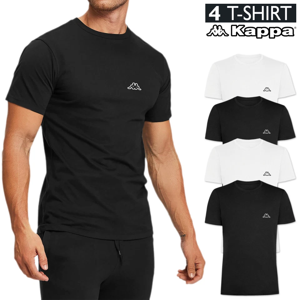 Set 4 T-shirt Uomo Kappa Maglietta Maniche Corte Cotone Slim Maglia Mezza Manica