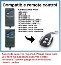 For NOVOFERM MNHS433-02, MNHS433-04 Remote Control. Rolling Code 433.92MHz.