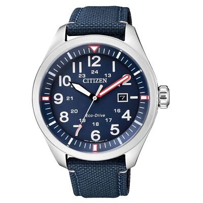 Citizen Sport Uhr Herrenuhr Lederarmband Datum Blau AW5000-16L