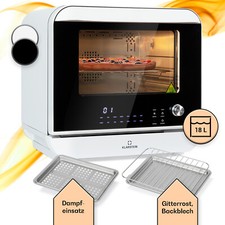 Heißluftfritteuse Airfryer Dampfgaren 18 L 2450 W Backofen Edelstahl Weiß