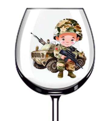 12x niedliche Armee Baby Junge Becher Weinglas Farbe Vinyl Aufkleber Abziehbilder z245
