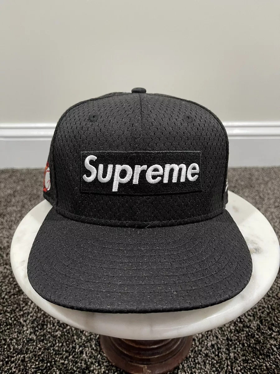 Supreme New Era SS18 Black Mesh Baseball Fitted Box Logo Hat