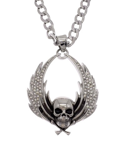 Gorgeous Skull With Rose Eye Vivid White 4.62CT Cubic Zirconia Hip