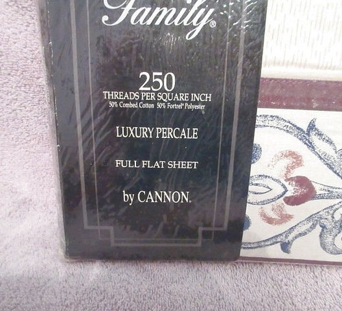 Vtg Cannon Combspun Percale Royal Family Devonshire Full Flat Sheet 250 TC NEW - Picture 3 of 12