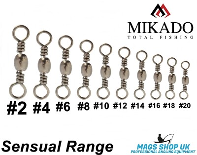 MIKADO FISHING BARREL SWIVELS, PACK OF 10, SIZE 10,12,14,16,18,20, FEEDER ETC.