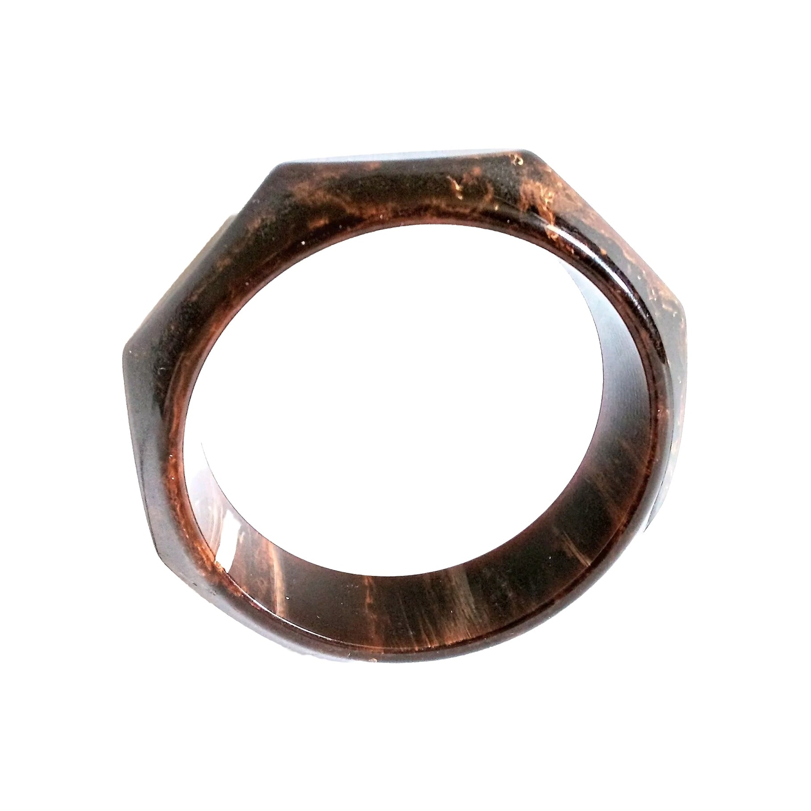 Bakelite Brown Marbled Octagon Bangle Gracelet - image 5