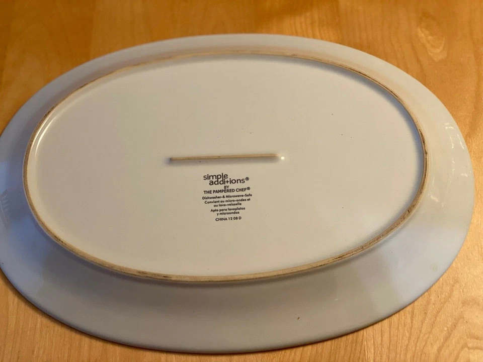 PAMPERED CHEF SIMPLE ADDITIONS POLKA DOT OVAL SERVING PLATTER 13.25” - Image 3 of 3