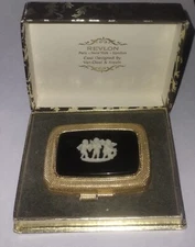 Vtg RARE  NIB Revlon Van Cleef Arpels Renaissance Design Love Pat Powder Compact