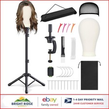 Sturdy Adjustable Wig Head Stand with Canvas and Foam Mannequin for Cosmetology
