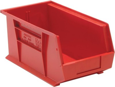 CASE OF 12. Storage Systems Hang & Stack Storage Bin, Polypropylene, Red