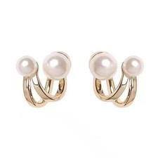 New Retro Light Luxury Pearl Stud Earrings Korean Simple Jewelry Christmas P.yp