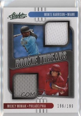 2021 Absolute Rookie Threads Duals Green Mickey Moniak Monte Harrison RC 0gg9