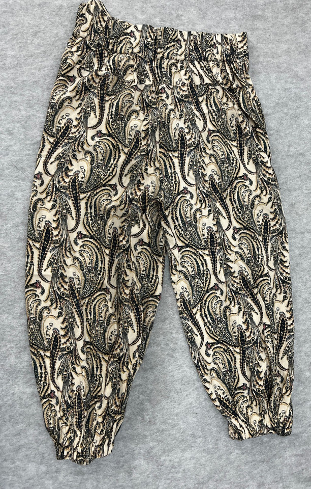 BY ANTHROPOLOGIE SIZE XS WOMENS PAISLEY HAREM CROPPED PANTS BALLOON ELASTIC HEM