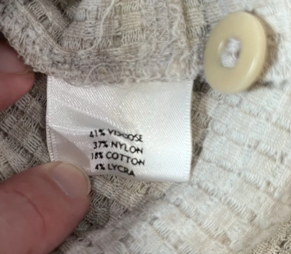 Женский кардиган Eileen Fisher L вафельный вязаный кремовый на пуговицах передняя куртка карманы - Изображение 4 из 4