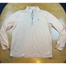Straight Down Mens XL Quarter Zip Pullover Peach Heather Golf Performance Shirt
