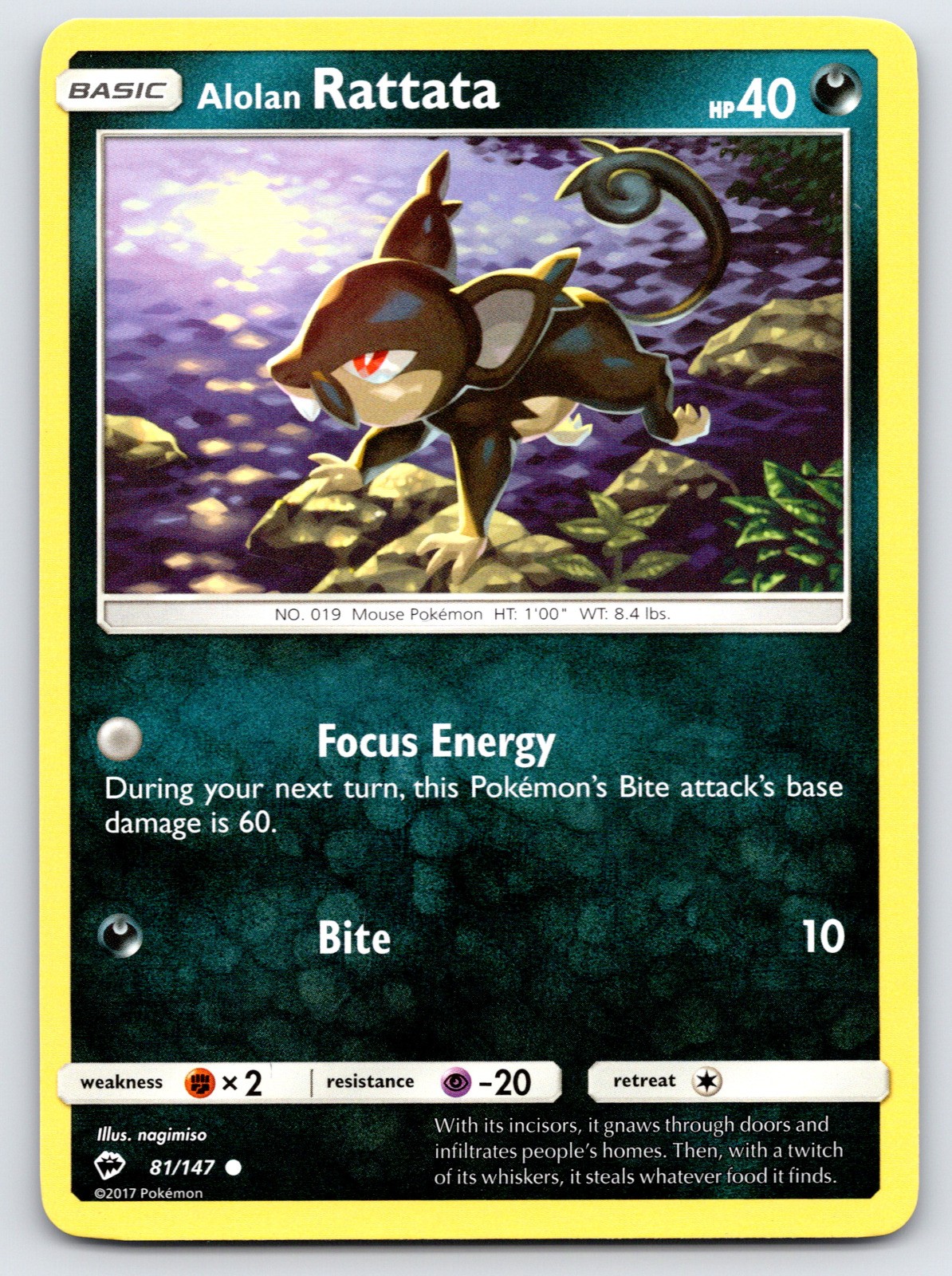 Alolan Rattata - SM - Burning Shadows 81/147 - LP Condition