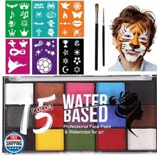 Face Painting Kit for Kids - 15 Color Large Water Based Makeup Paints with St