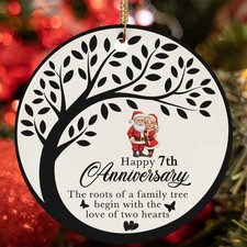 Happy 7th Anniversary Ornament Santa Claus Love Tree Art 7 Year Christmas Gift