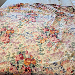 RALPH Lauren ALLISON Full Fitted Sheet Blue Bow ROSES Flowers Needs Elastic VTG