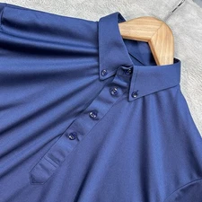 Collars & Co Dress Collar Polo Shirt Men's Medium Navy Blue 100% Polyester.