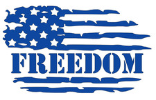 Vinyl Car Decal Sticker - "Freedom" Tattered America Flag USA Support Trump Kirk