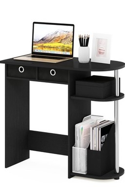 Compact Desk Computer Desk with Shelves, Americano / Black