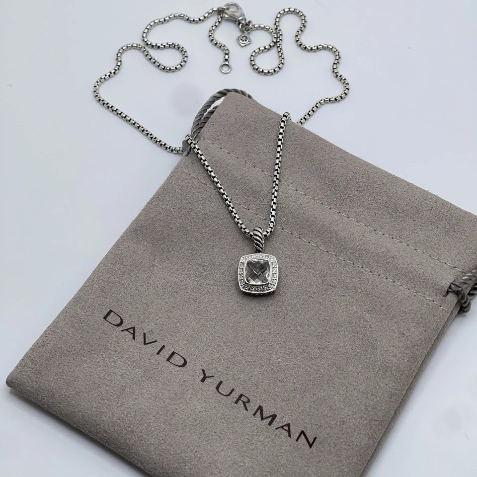 Ожерелье с подвеской в виде маленького альбиона David Yurman с белым топазом и бриллиантами 16–17 футов - Изображение 3 из 4