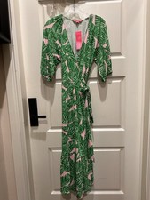 Lilly Pulitzer Brantley Midi Wrap Dress Conch Shell Pink Lets Go Sz M NWT