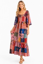 Maxi Vestido Earthbound Trading Co Patchwork S Algodón Boho Campesino Cabaña Hippie