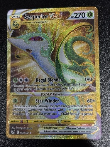Pokémon TCG Serperior VSTAR 210/195 Silver Tempest Gold Secret Rare NM
