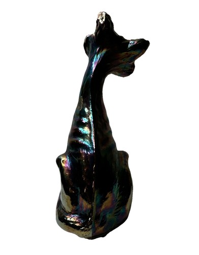 Fenton Alley Katze irisierendes Glas schwarz Amethyst lila Opal 11 Zoll - Bild 10 von 23