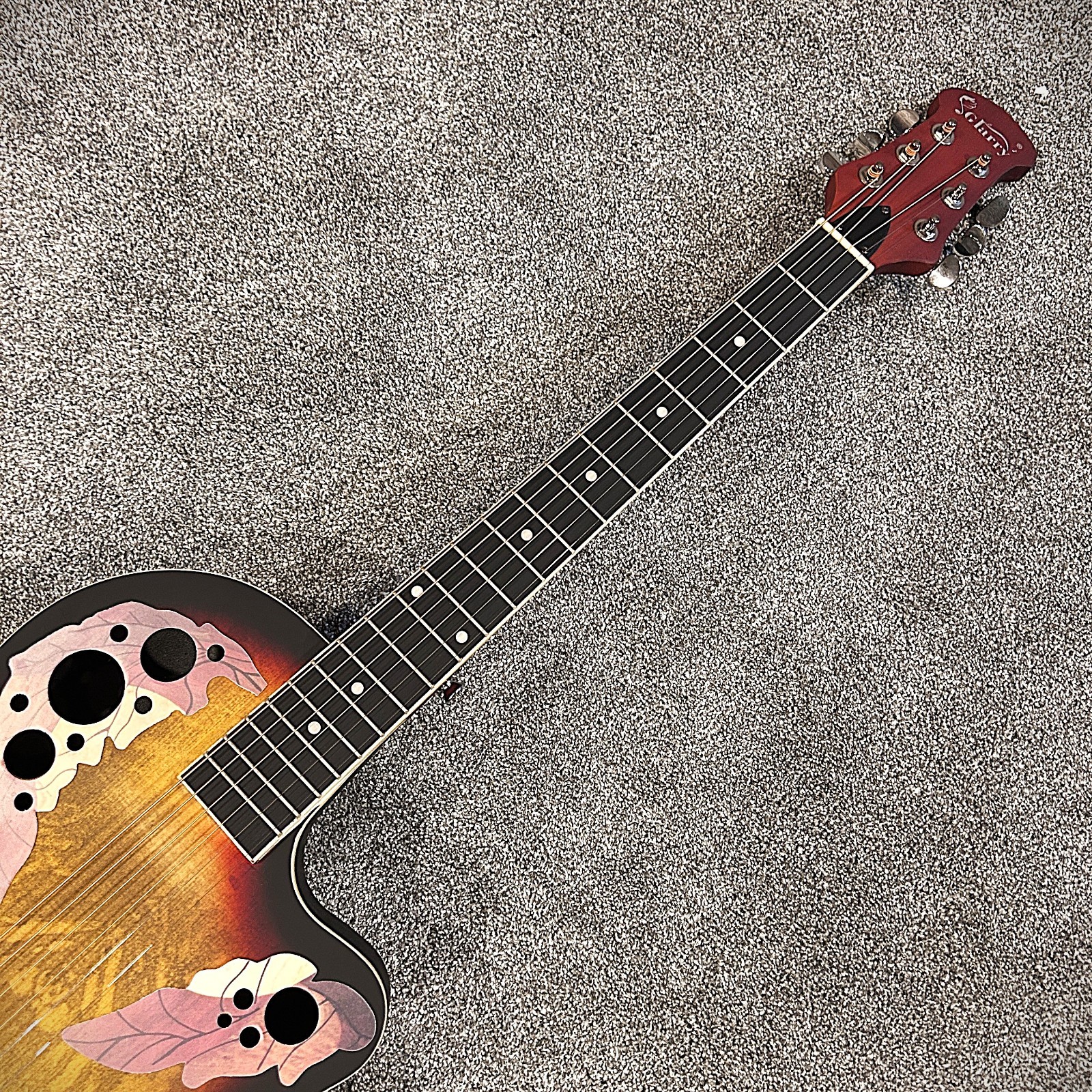 Chitarra elettrica acustica Sunburst full size con retro rotondo, fori suono uva foto 4