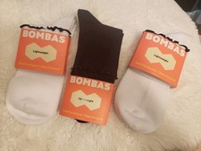 3 pairs Bombas Women's Ruffle Rib Quarter Ankle Socks Lightweight Size M 8-10.5