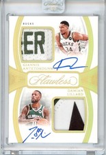 2024-25 Panini Flawless Giannis Antetokounmpo Lillard Dual Patch Autograph # 4/5