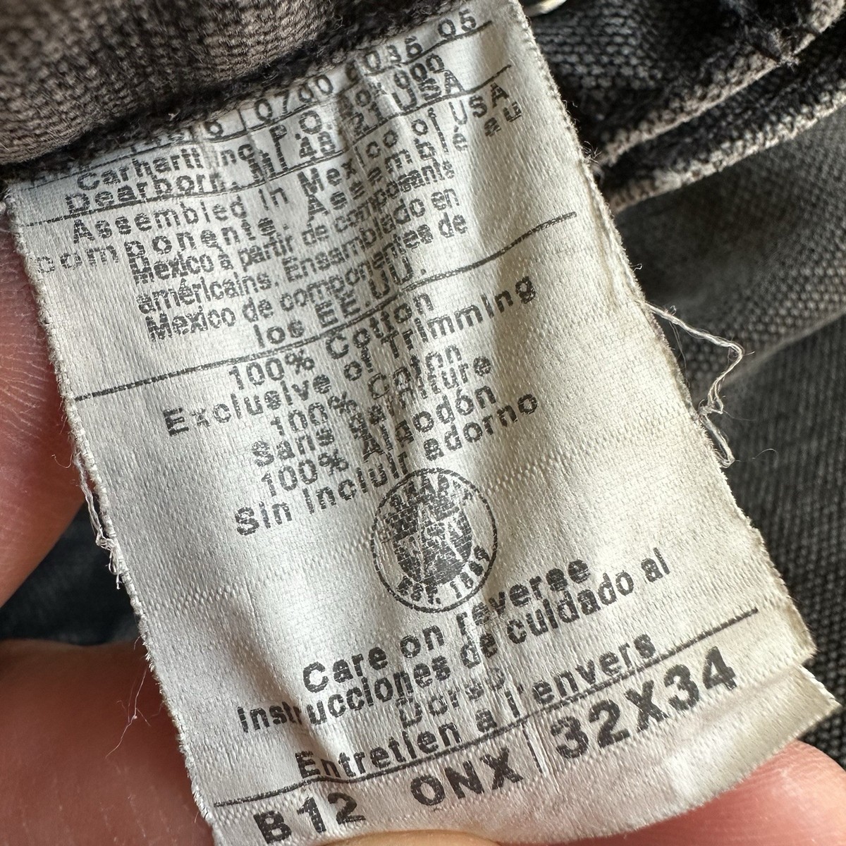 Vintage Carhartt Faded Black Pants B12 ONX 30 x 31 90s Carpenter