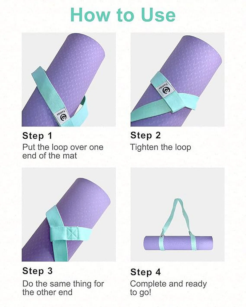 Adjustable Turquoise Yoga Mat Holder - Strap Only (Mat Not Included)