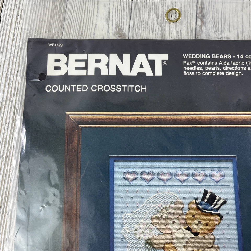 KIT ARTESANAL BERNAT WEDDING BEARS PUNTO DE CRUZ DMC HILO DENTAL VINTAGE 1984 NUEVO Foto 4 de 4