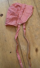 Vintage Red  White Checkered Gingham Child  s Bonnet with Rick Rack Trim