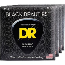 DR Strings BKB-45 Black Beauties Medium 4-String Bass Strings 4 Pack