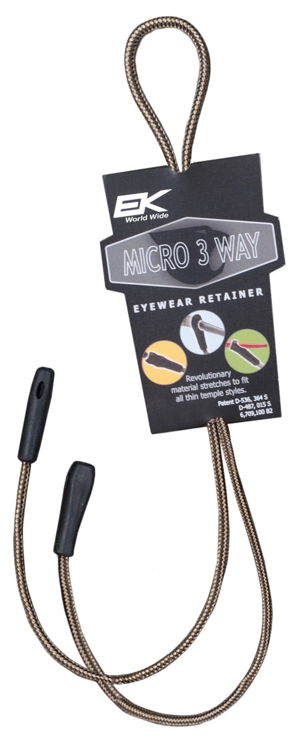 EK Three-Way Micro Eyewear Retainer - Slim, Durable, Adjustable Sunglasses -