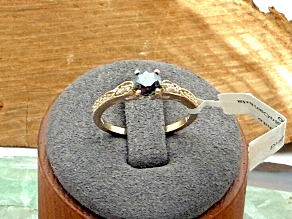 10K 纯金 0.72 克拉黑色钻石带钻石实验室 6.5 - 585.25 创建 — 第 2/4 张图片