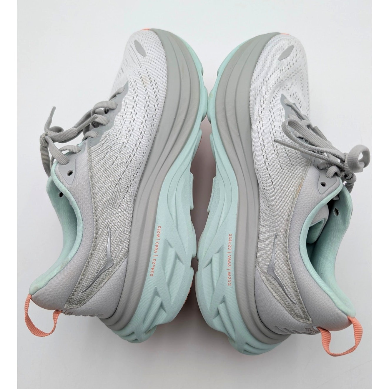 Hoka One One Bondi 8 Running Sneaker Shoes Women's Stardust/Aqua Breeze Sz US7B  thumbnail 5