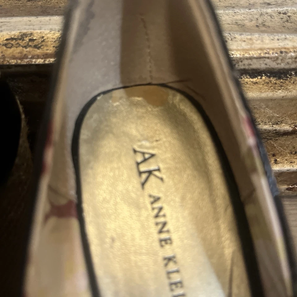 Anne Klein Akvarya Alpargatas de Cuero Negro Cuña Bomba Talla 6.5 Eslinga Foto 3 de 4