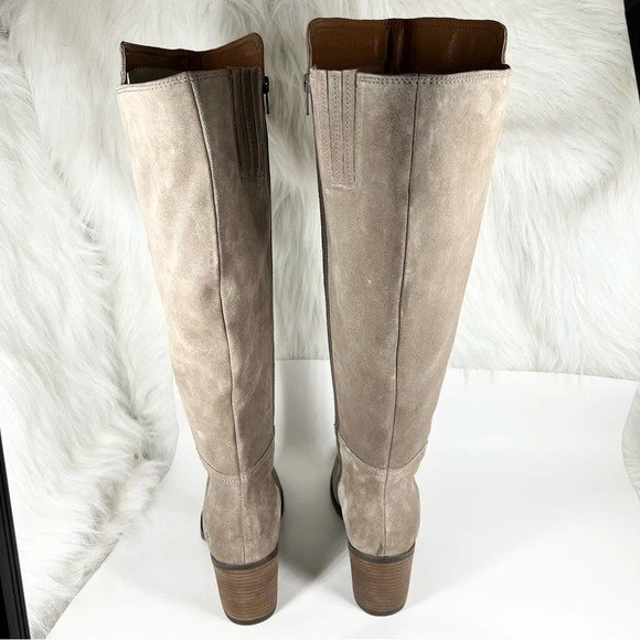 Botas para mujer Lucky Brand Bonnay extra anchas pantorrilla tacón ancho visón gamuza talla 9W Foto 3 de 4