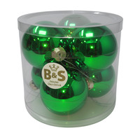 B&S Weihnachtskugeln Christbaumschmuck | GrüN Glanz | 6 StüCk | Ø 8 Cm | Glas