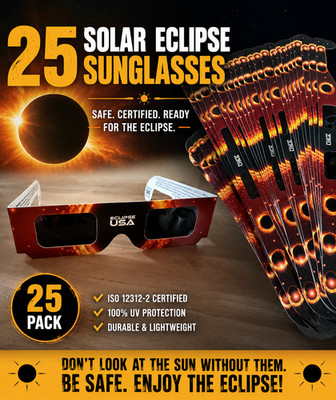 Pack of 25 ISO Certified Solar Eclipse Sunglasses Eclipse USA Paper