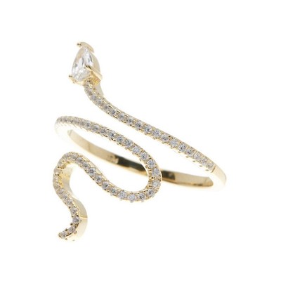 Adornia 14K vergoldet Swarovski Kristall akzentuiert Wickel Schlange Ring